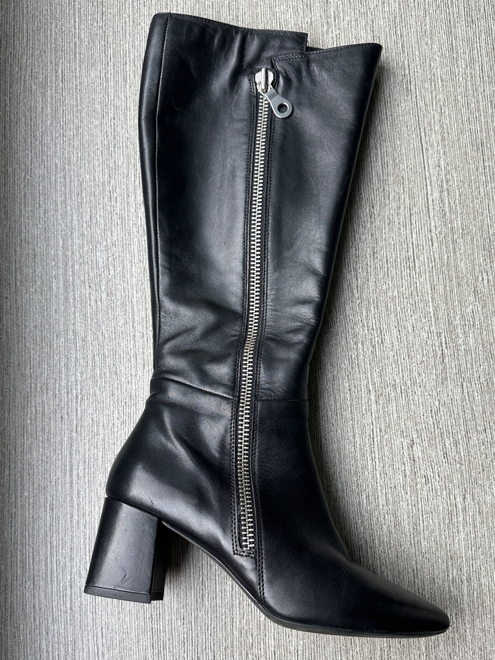 Geox Respira Knee High Leather Boots | Pointed Toe Block Heel | Italian EU 36